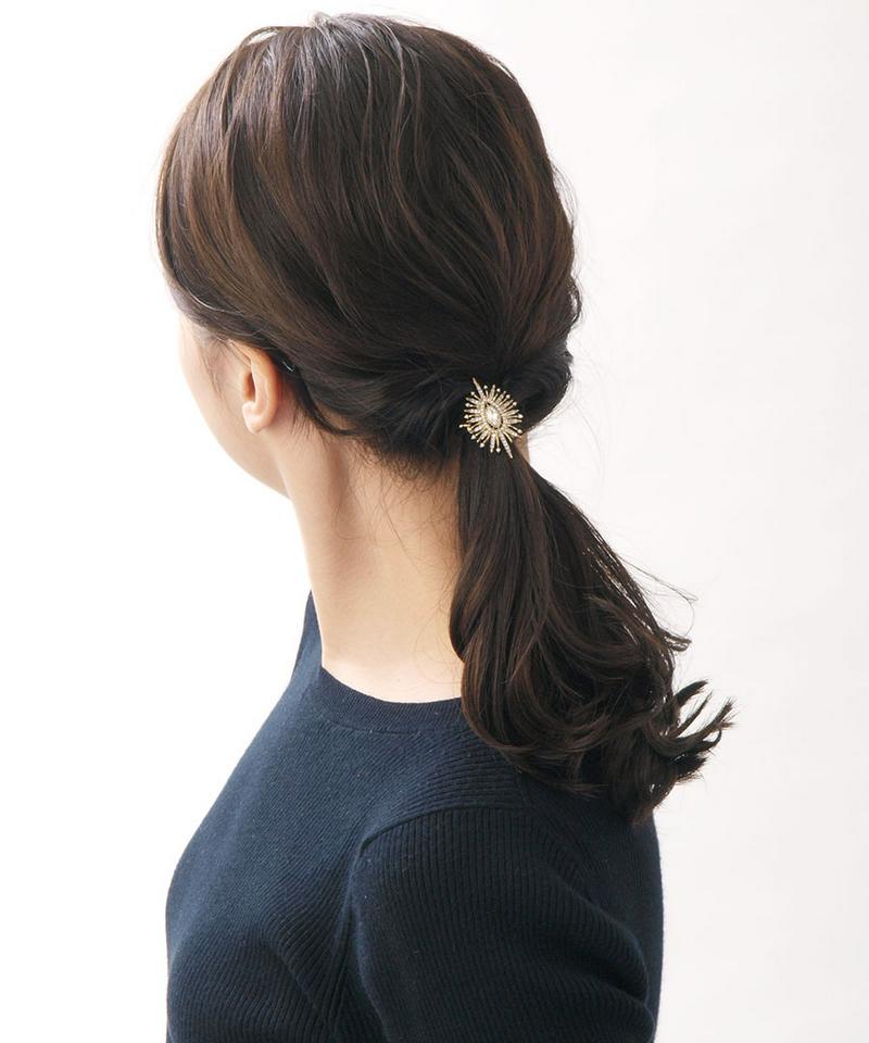 アンティーク調ビジューモチーフヘアゴム クラシカル 小粒パール シンプル ヘアアクセ ヘアアクセサリー H7011 レディース 