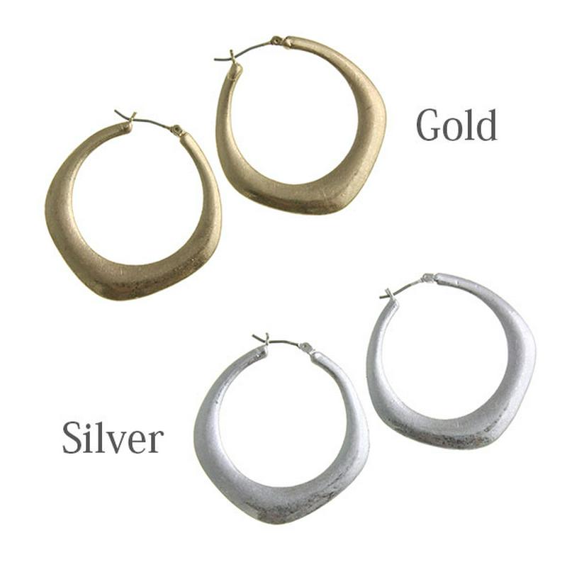 ★＼50%OFF／SALE★プレートリングフープピアス スナップピアス シンプル ツヤ消し 大ぶり ニッケルフリー P1534 