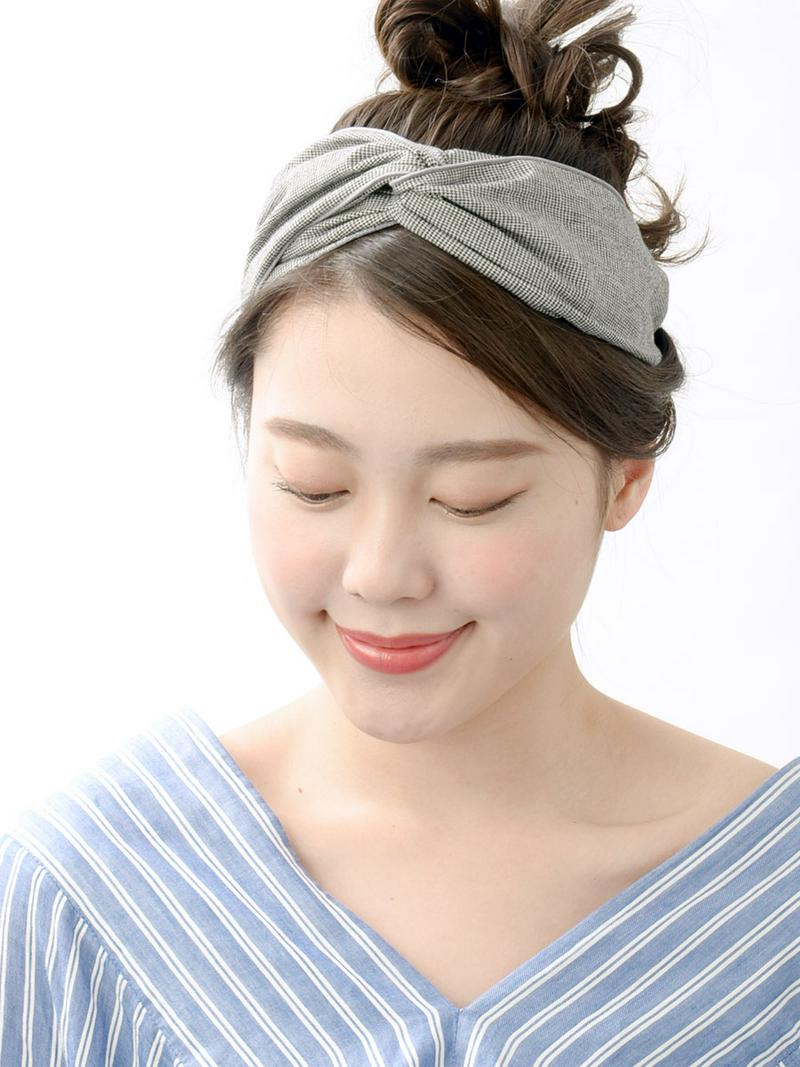 ★＼50%OFF／SALE★千鳥格子柄クロスヘアバンド ターバン ヘッドバンド ヘアアクセ ヘアアクセサリー HB-71 レディ