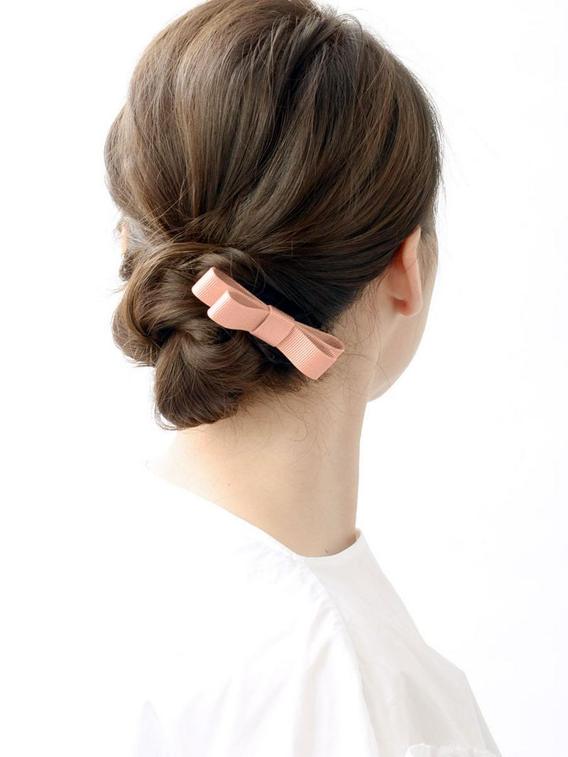 【新色ブラウン入荷】バレッタ リボン グログラン ヘアアクセサリー エレガント オフィス デイリー りぼん レディース 大人っぽい 結婚式 2次会 卒業式 入学式 入園式 プレゼント H-999