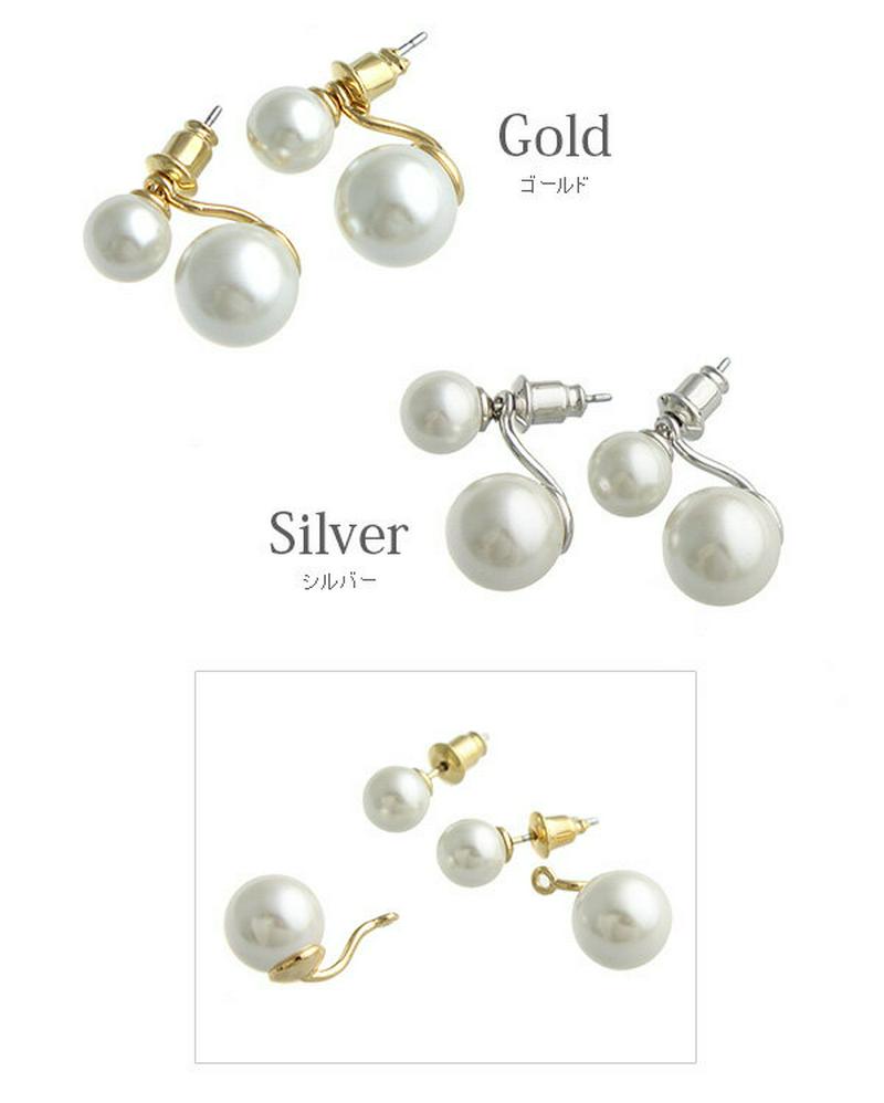 セパレートパールピアス バックキャッチピアス ダブル 結婚式 P2-67 レディース 大人っぽい シンプル かわいい おしゃれ プレゼント