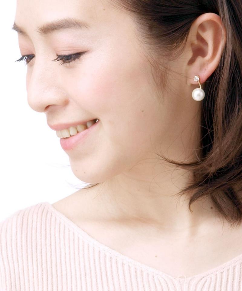 Rakuten Fashion THE SALE★一粒パール×キュービックジルコニアピアス バックキャッチピアス キュービックジルコニア 2WAY ステンレスポスト P2-18 レディース 大人っぽい シンプル かわいい おしゃれ