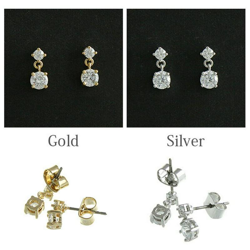 Rakuten Fashion THE SALE★ダブルキュービックジルコニアピアス 2粒 CZ シンプル チタンポスト 華奢 P1472 レディース 大人っぽい かわいい おしゃれ プレゼント