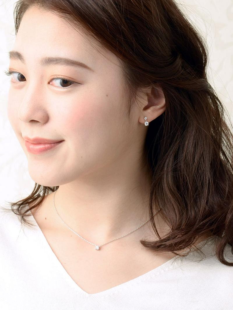Rakuten Fashion THE SALE★ダブルキュービックジルコニアピアス 2粒 CZ シンプル チタンポスト 華奢 P1472 レディース 大人っぽい かわいい おしゃれ プレゼント