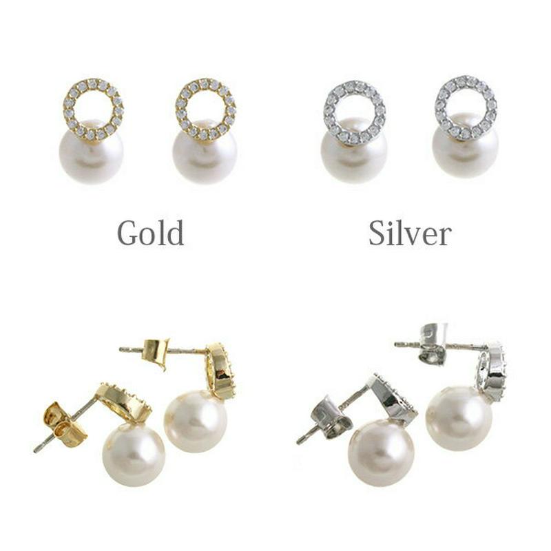 パール×サークルミニピアス プチ アクセサリー キュービックジルコニア Silver925 P1441 レディース 大人っぽい 