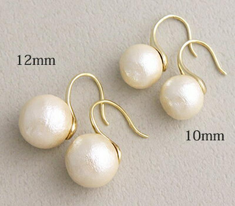 ピアス コットンパール 10mm フック デイリー パーティー 結婚式 キスカ 日本製 シンプル 大人 おしゃれ P14-26