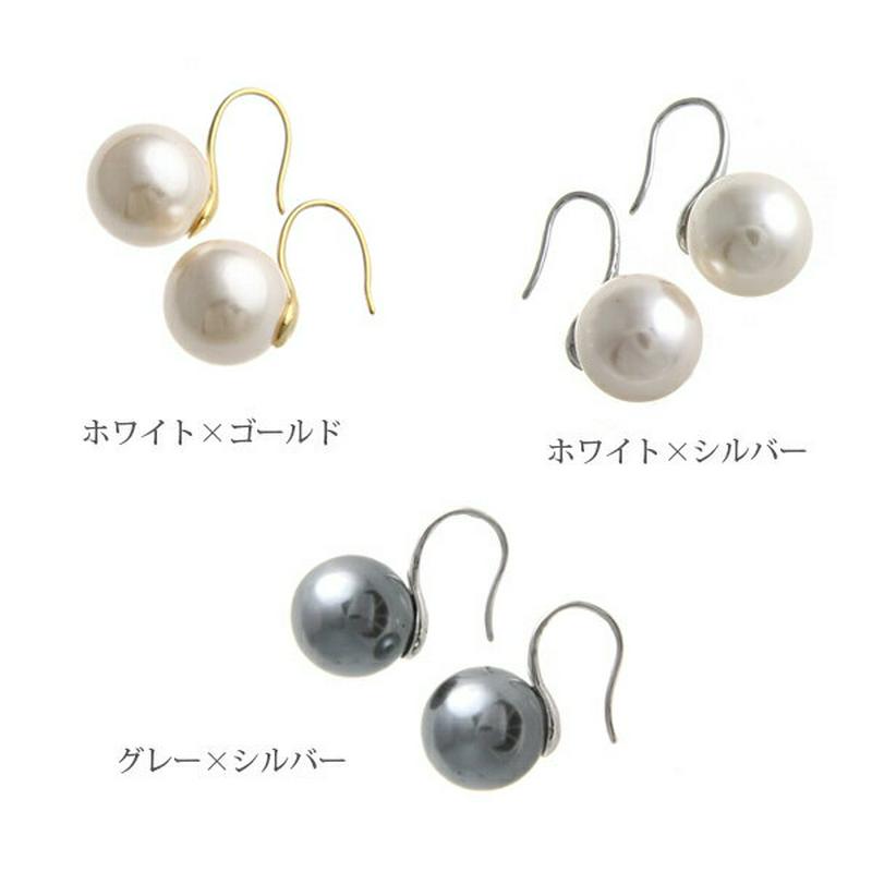 ★ネコポス送料無料★一粒パール フックピアス（12mm）パール ピアス 一粒 フック シンプル 結婚式 卒業式 入学式P14-1
