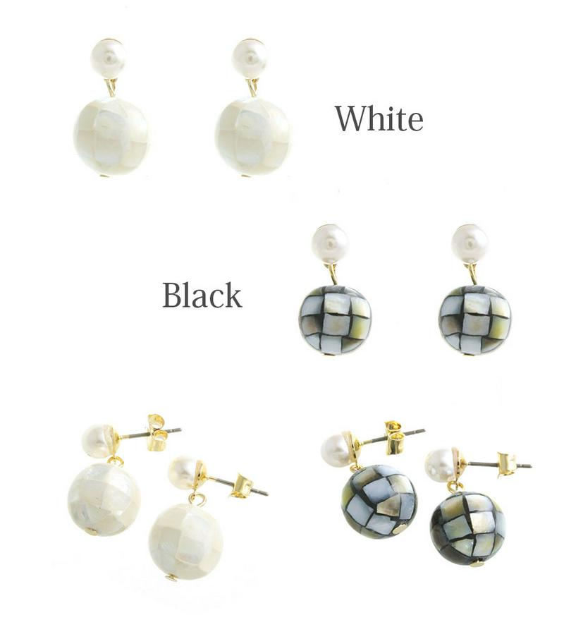 ◆SALE◆パール×シェルボールピアス シンプル 貝 チタンポスト P1326 ゆかた 浴衣 レディース 大人っぽい かわいい おしゃれ プレゼント