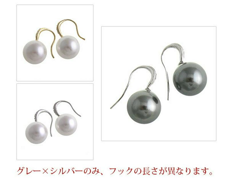 ピアス スワロフスキー パール フック 12mm シンプル キュービックジルコニア ゆかた 浴衣 レディース 大人っぽい かわいい P1290