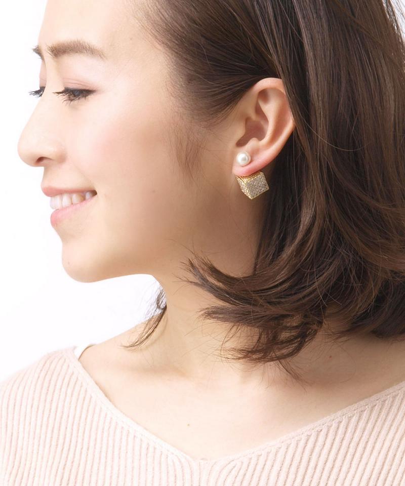 ●新春よりどり3点30％OFF！福袋クーポン対象●◆SALE◆パヴェキューブバックキャッチピアス キュービックジルコニア 2way ステンレスポスト P1253 レディース 大人っぽい シンプル かわいい おしゃれ プレゼント【mbgt】