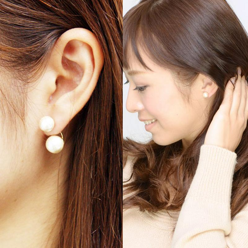 セパレートコットンパールピアス バックキャッチピアス ダブル ステンレスポスト2WAY キスカ P1050 レディース 大人っぽい シンプル かわいい おしゃれ プレゼント