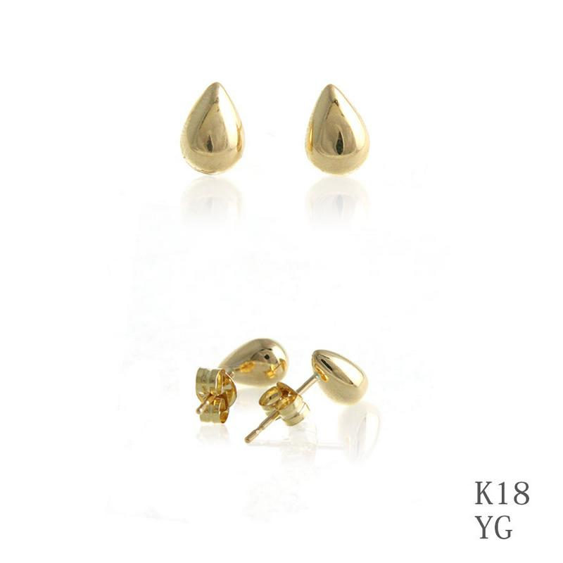 【送料無料】K18ドロップ型ピアス 立体 小ぶり イエローゴールド 18K■神戸ヴァンテーヌリュクスコレクション LP-98【ネ