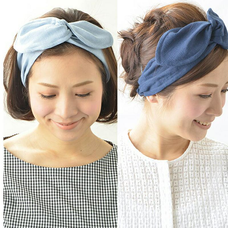 ヘアバンド ワイヤー入り 無地 巻きヘアバンド ヘアターバン ヘアアクセサリー レディース クロスリボン カジュアル 大人っぽい 30代 40代 女性 H-595　 TKS01