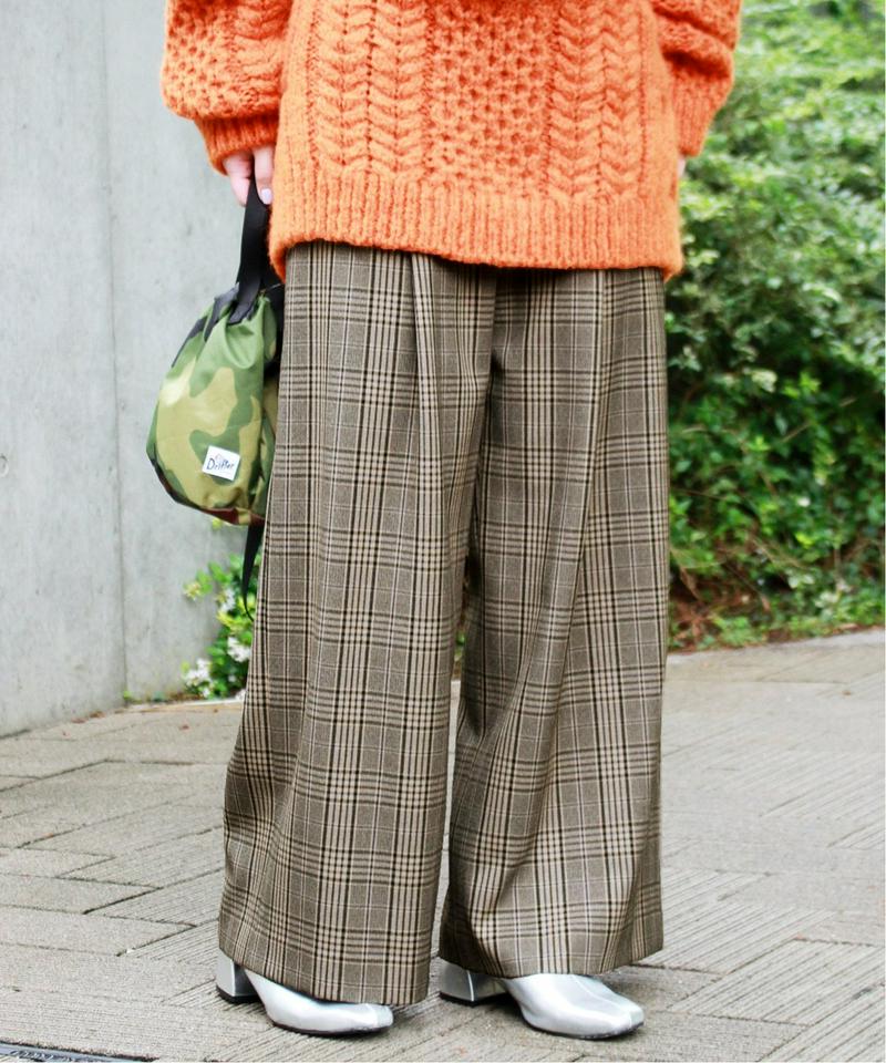 Pチェックワイドパンツ