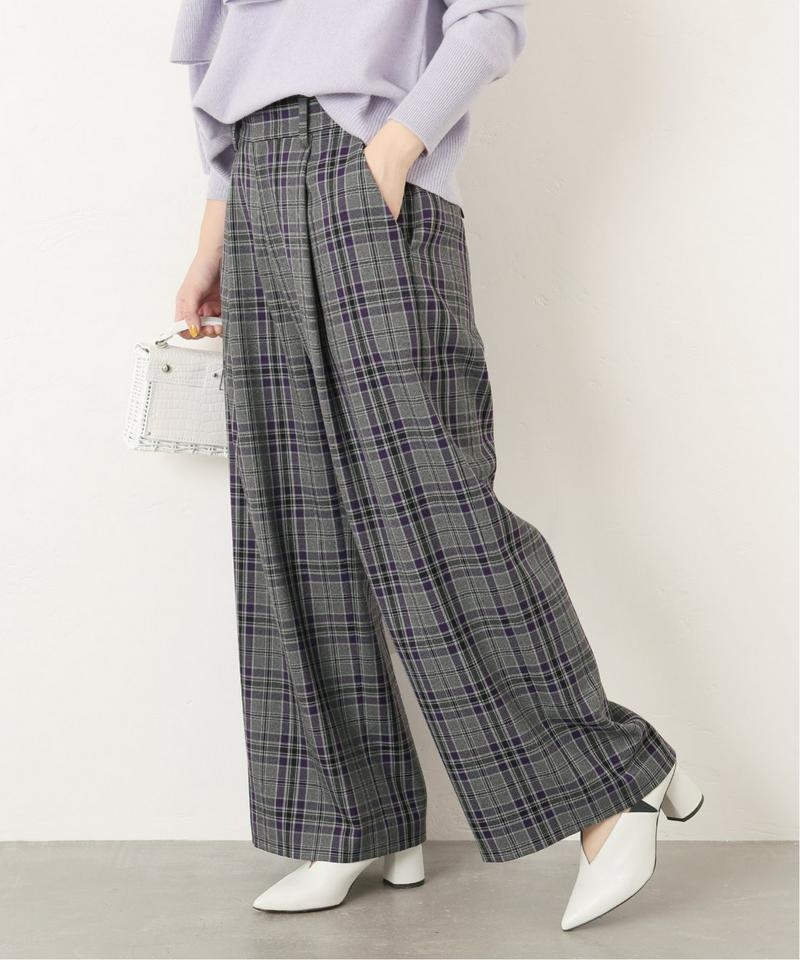 Pチェックワイドパンツ
