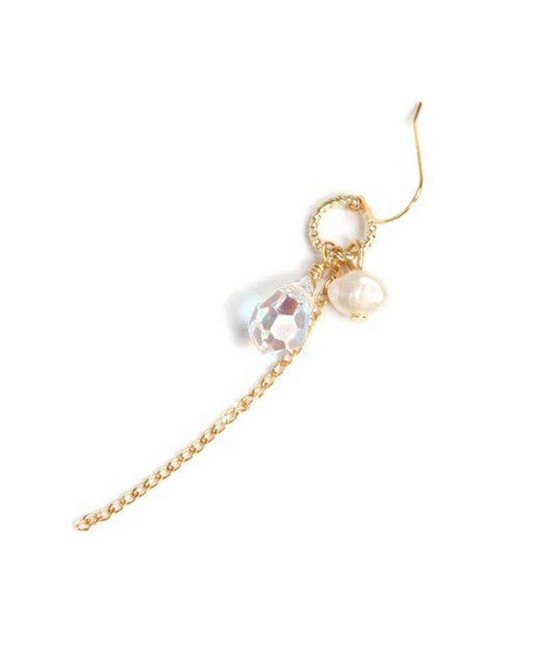 K14GF　しずく型ガラス　シンプルピアス　オーロラ