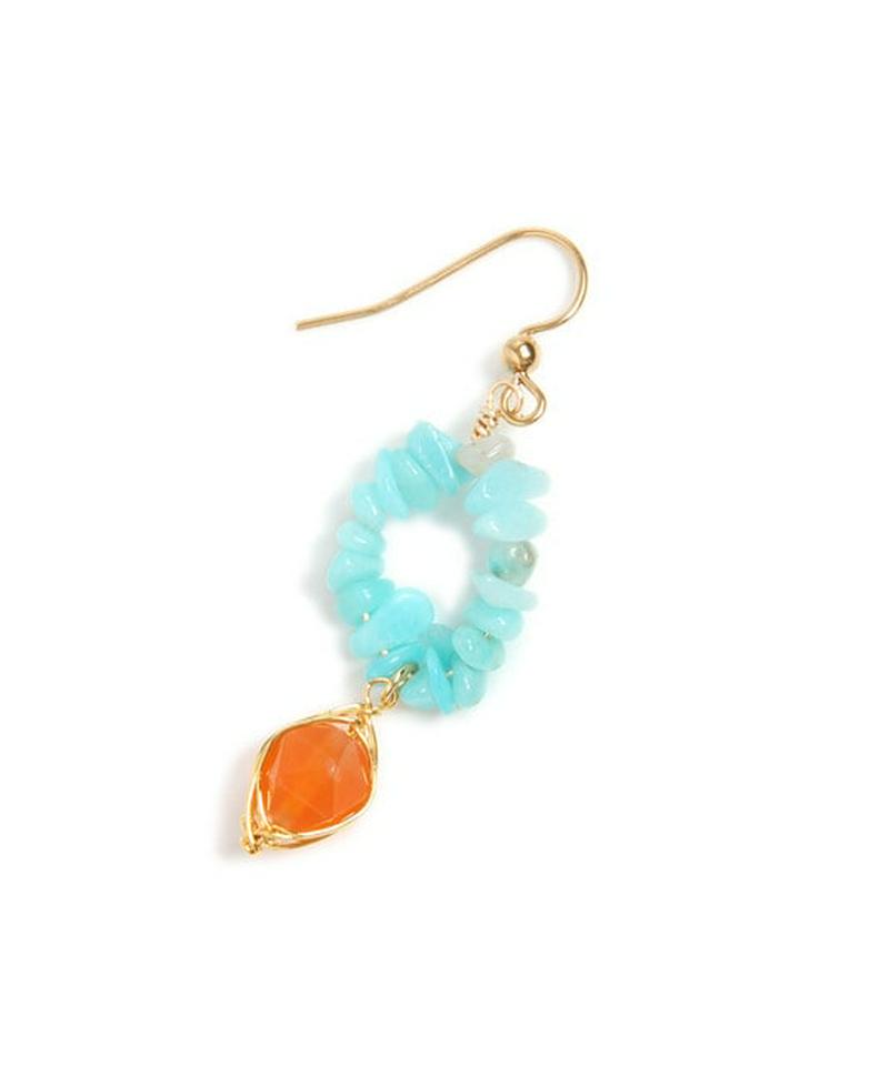 【7月誕生石】K14GF カーネリアン×サザレアマゾナイトピアス