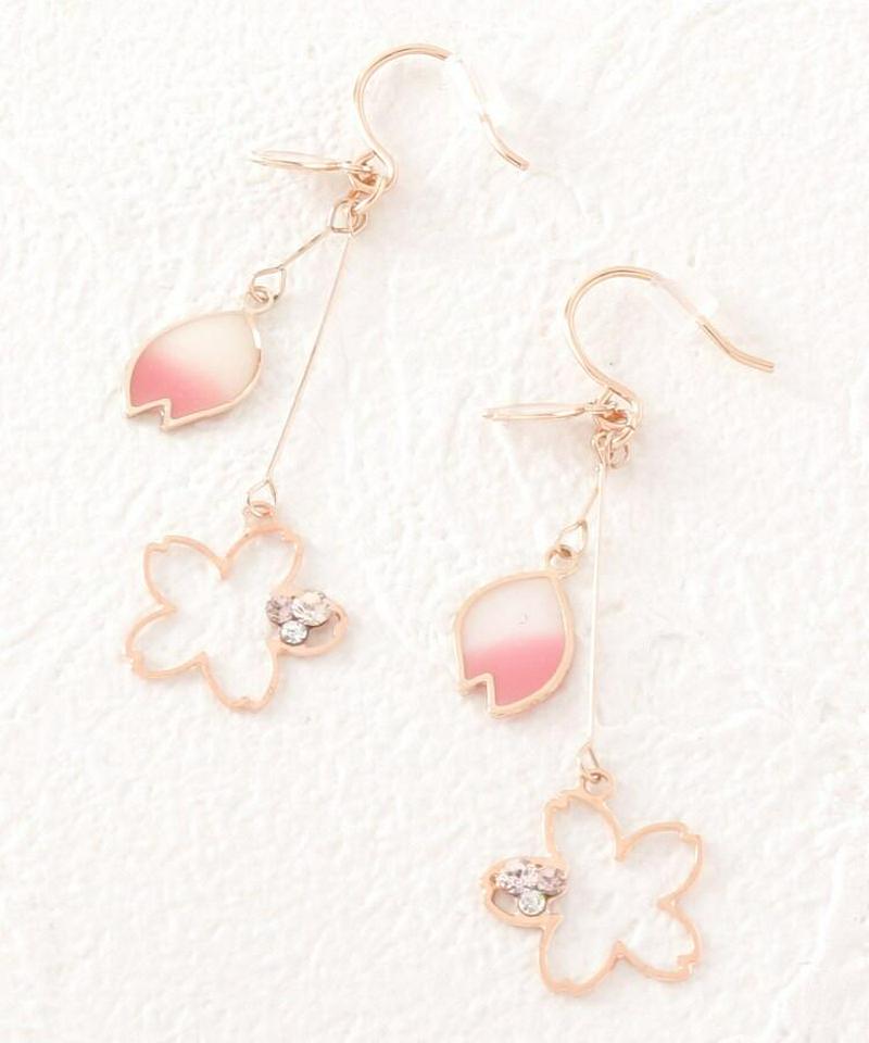 桜ゆら花びらピアス