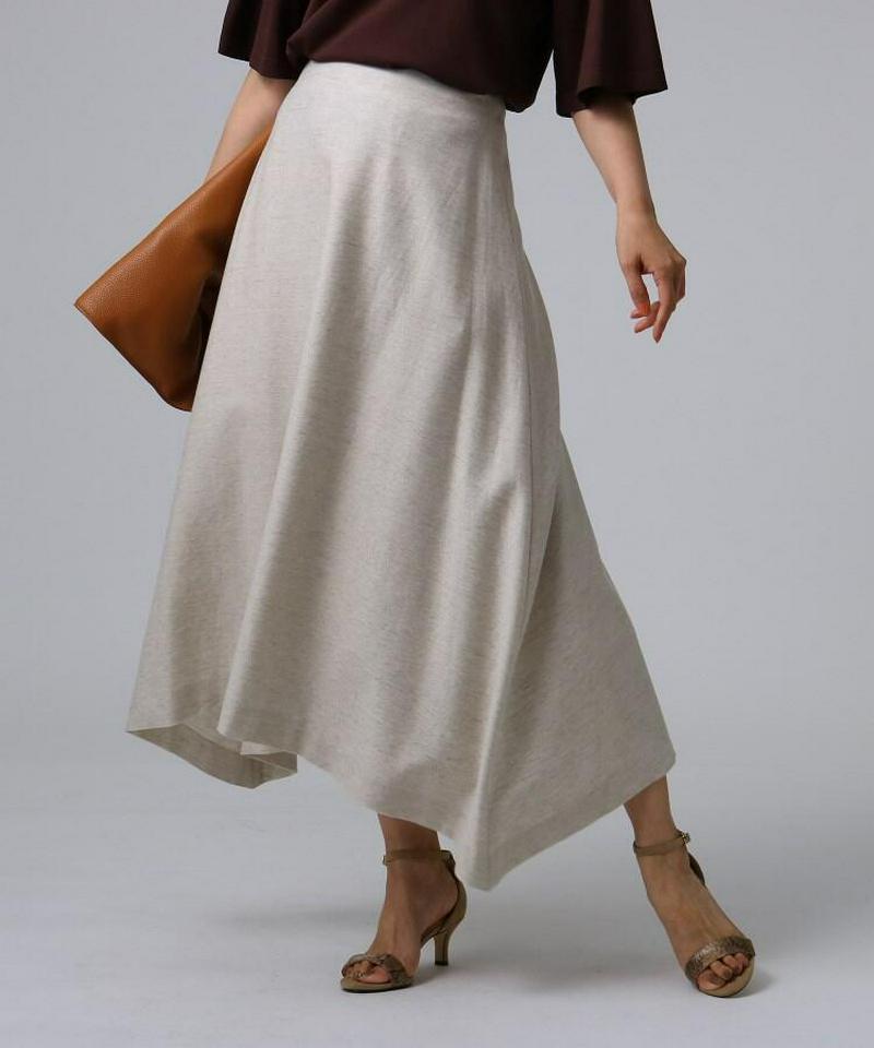【洗える】リネンコットンストレッチフレアスカート