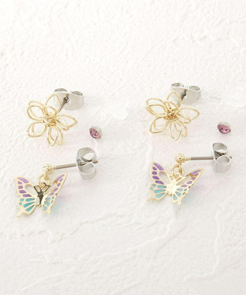 蝶×花セットピアス