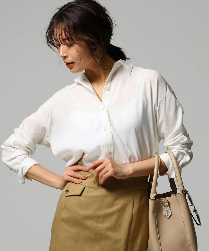 【洗える】シアーワイドブラウス