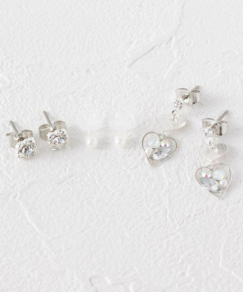 ハートビジューセットピアス