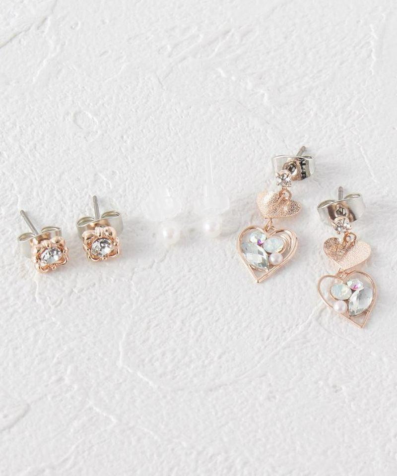 ハートビジューセットピアス