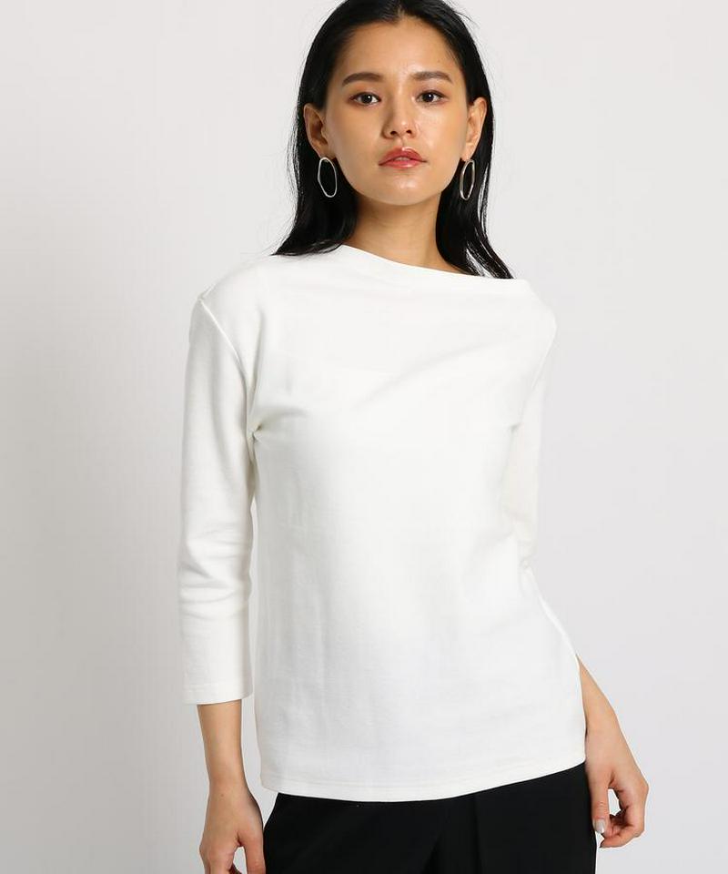 【洗える】アシンメトリーネック ストレッチトップス
