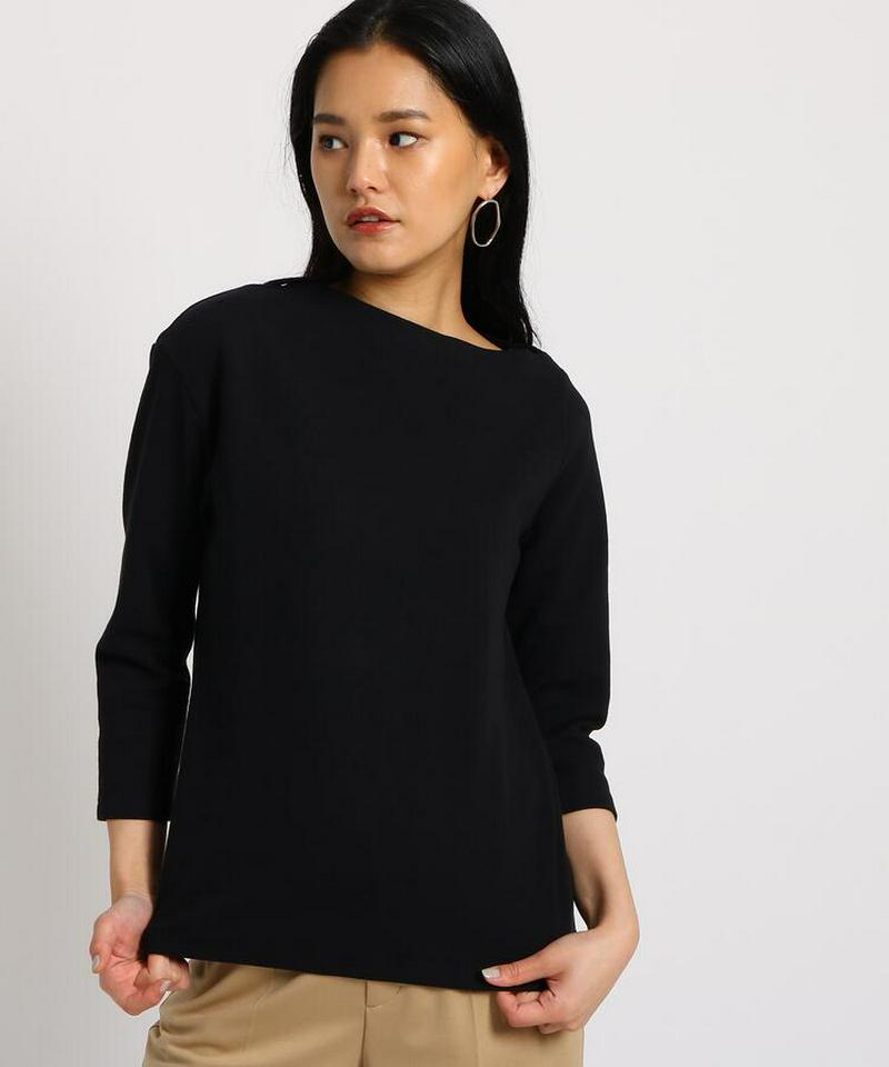 【洗える】アシンメトリーネック ストレッチトップス