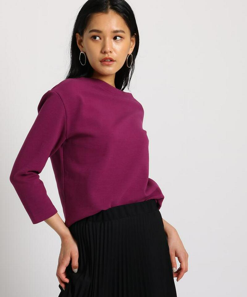 【洗える】アシンメトリーネック ストレッチトップス