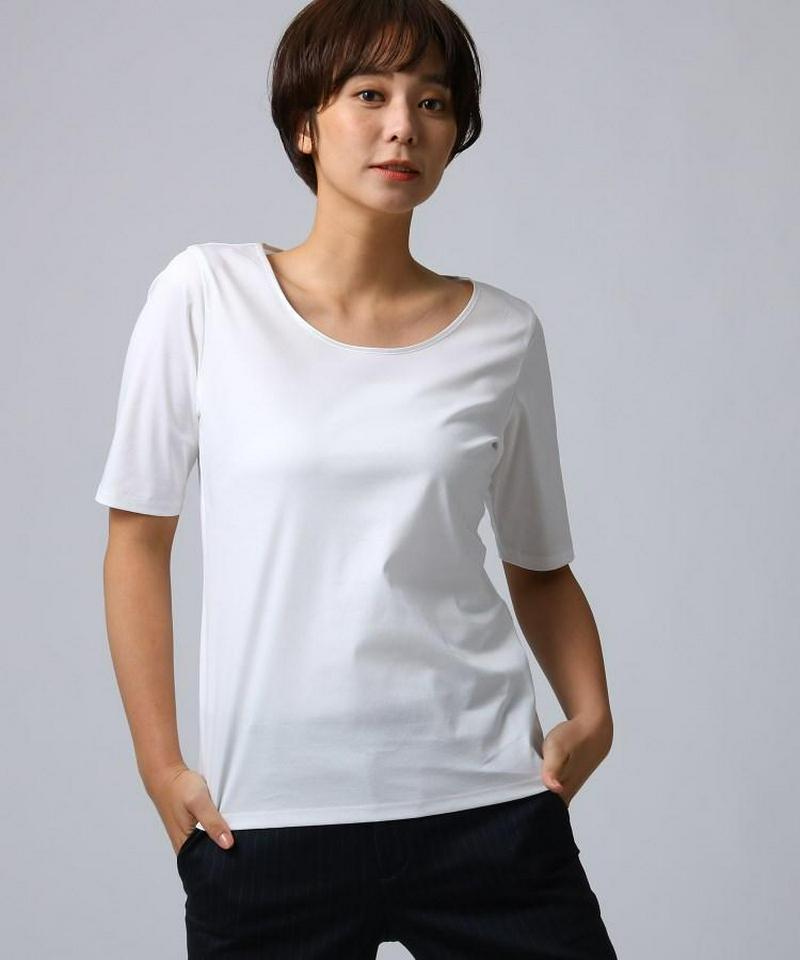 ◆【洗える】サテンネックスムースカットソー