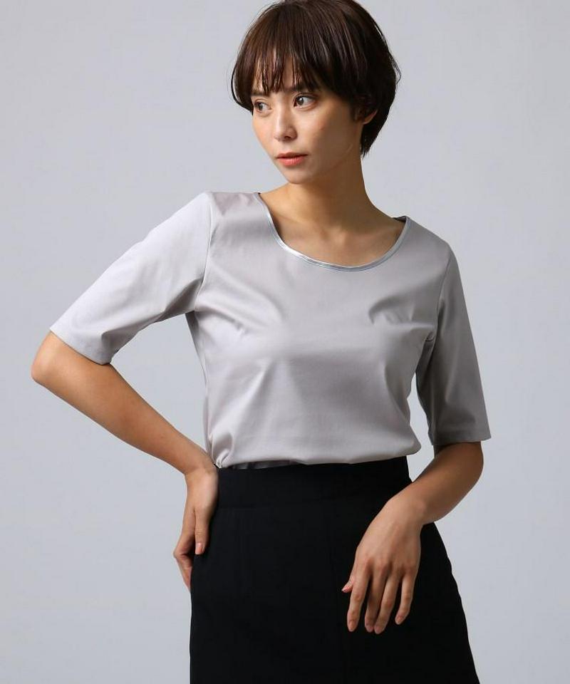 ◆【洗える】サテンネックスムースカットソー