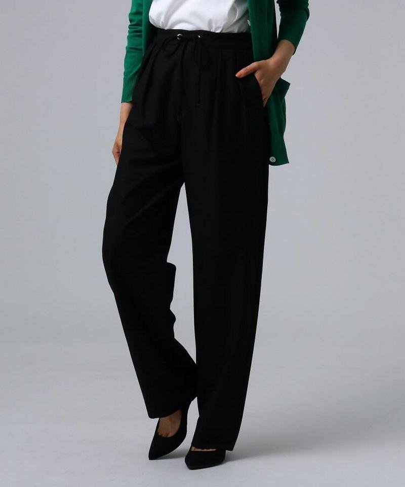 【洗える】リネンコットンストレッチパンツ