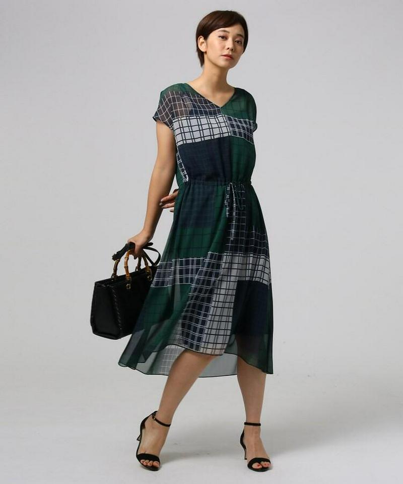 チェックプリント ワンピース