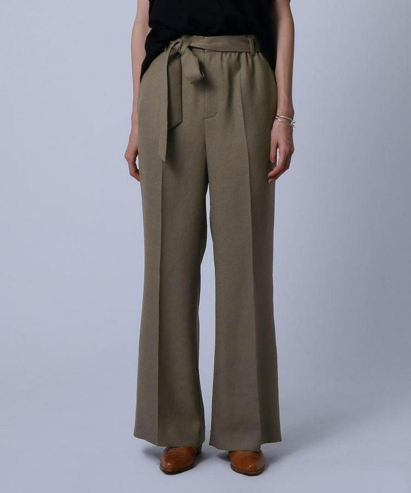 【洗える】ウエストリボン センタープレスパンツ