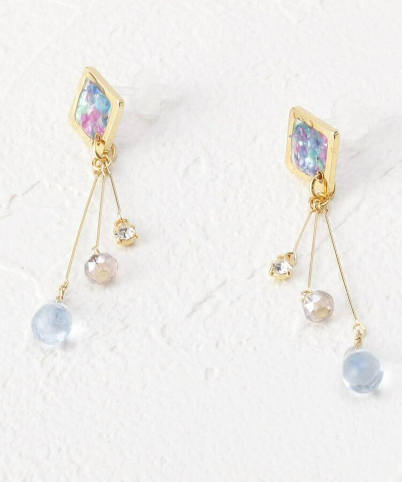 シェルエポピアノ線樹脂ピアス