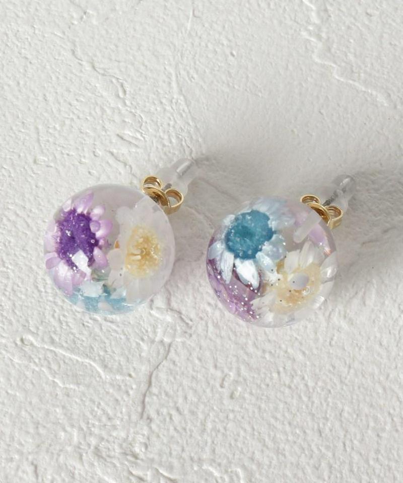 花封入クリアボールピアス