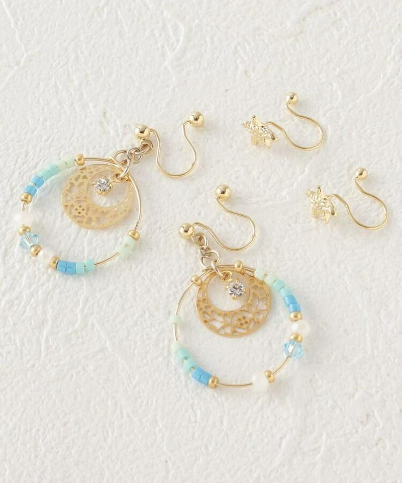 カラフルビーズセットノンホールピアス（イヤリング）SET