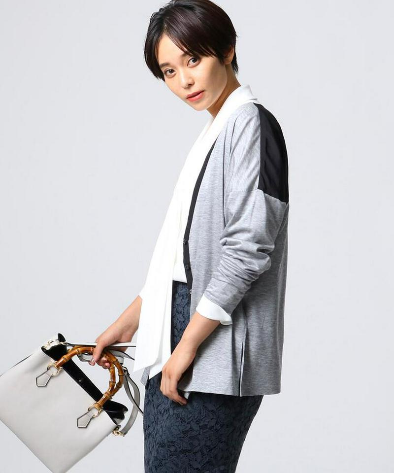 ドレープジャージーブロッキングカーディガン