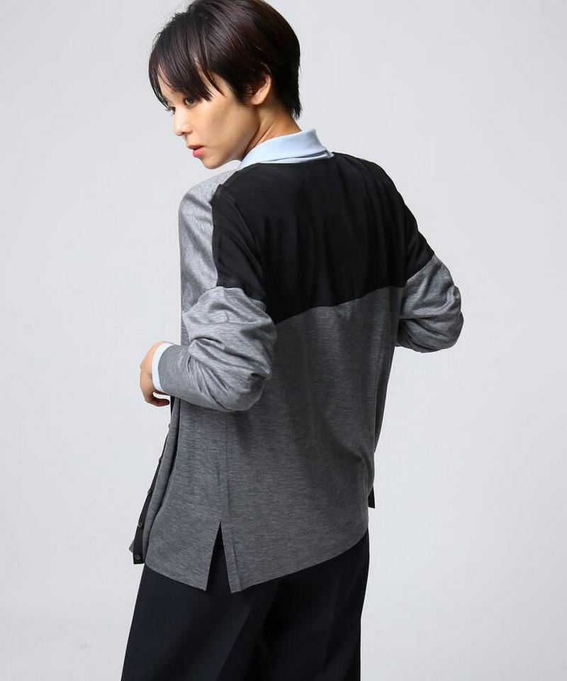 ドレープジャージーブロッキングカーディガン