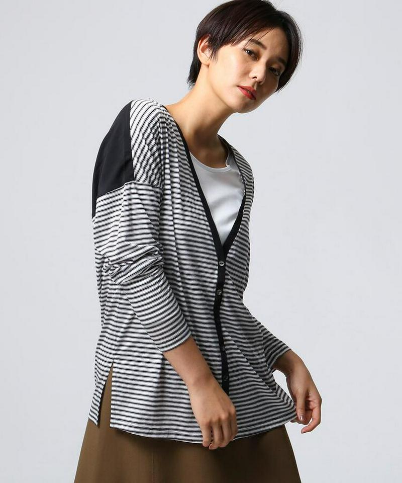 ドレープジャージーブロッキングカーディガン