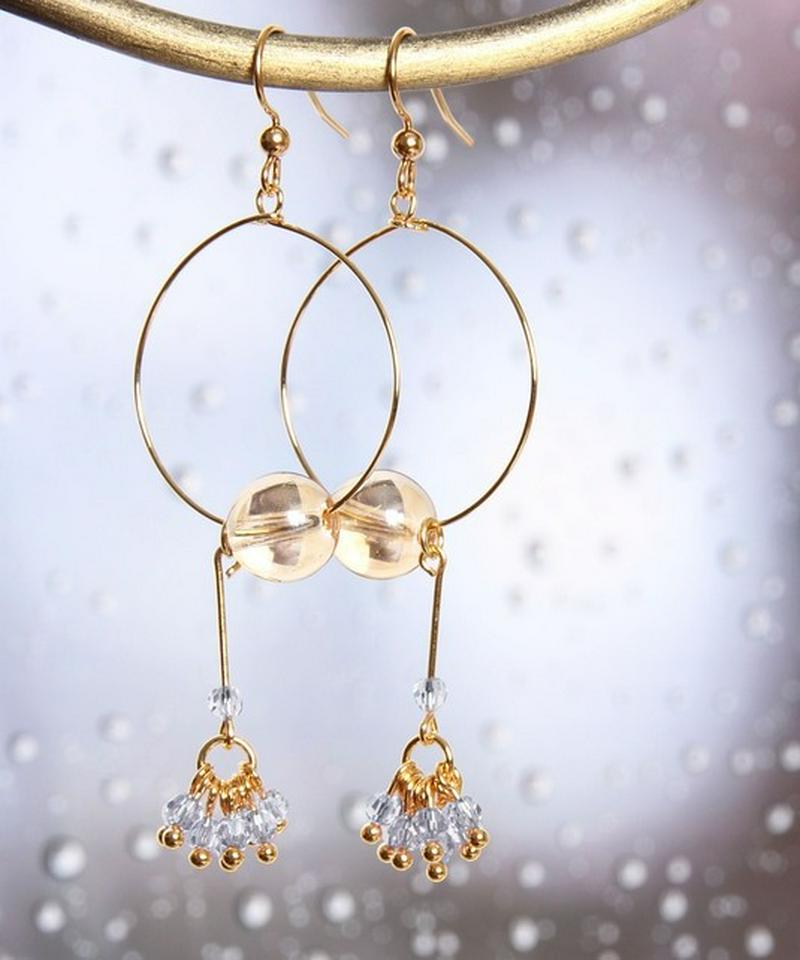 K14GF ガラスバーグレイ×フープピアス