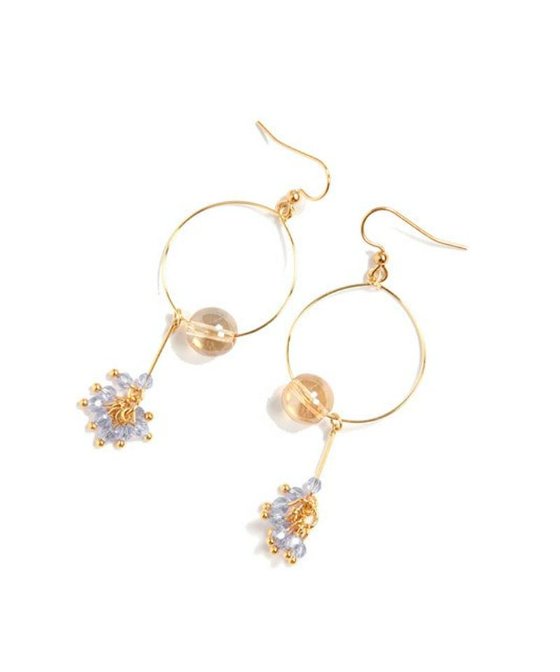 K14GF ガラスバーグレイ×フープピアス