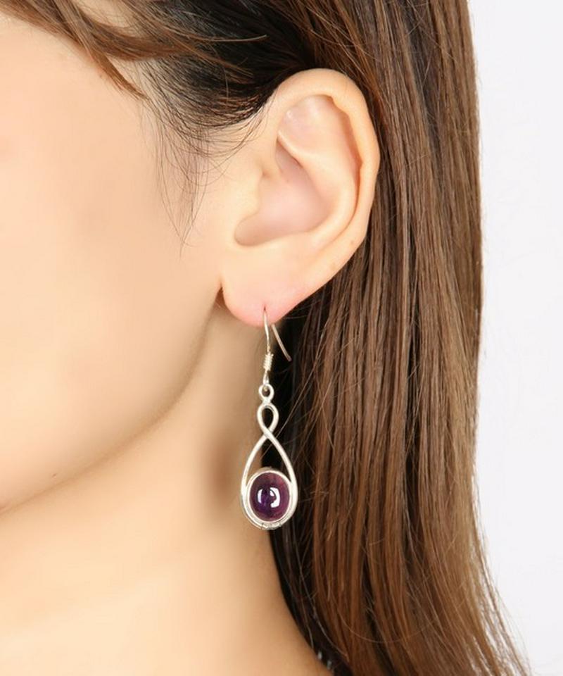 【フランス買付】アメジスト オーバルツイストピアス