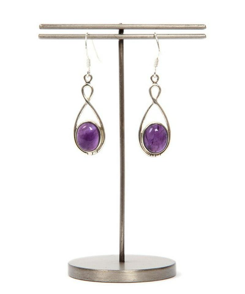 【フランス買付】アメジスト オーバルツイストピアス