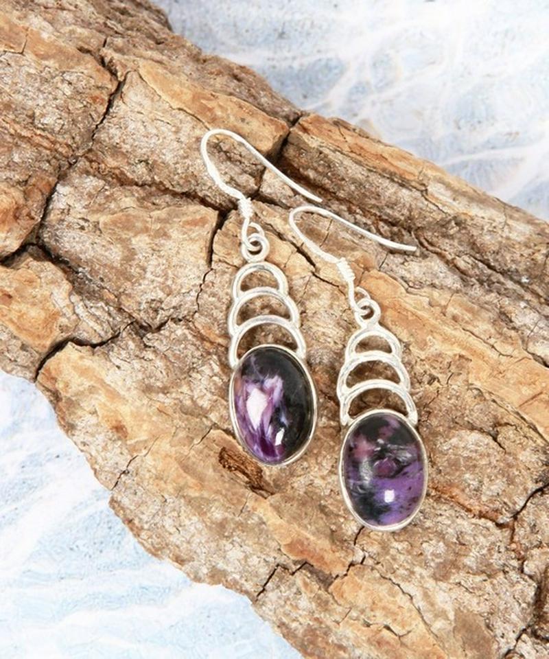 【フランス買付】チャロアイト ピアス