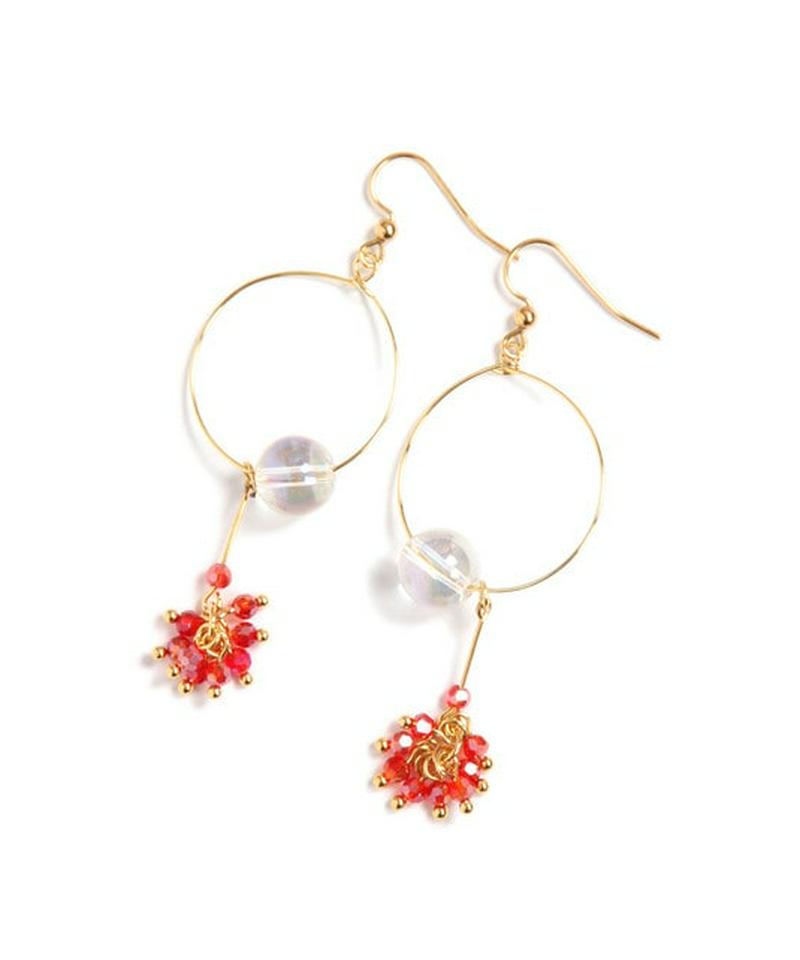 K14GF ガラスバーレッド×フープピアス