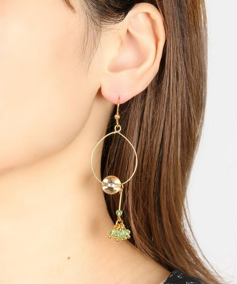 K14GF ガラスバーグリーン×フープピアス