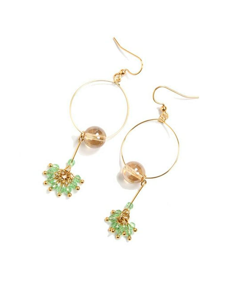 K14GF ガラスバーグリーン×フープピアス