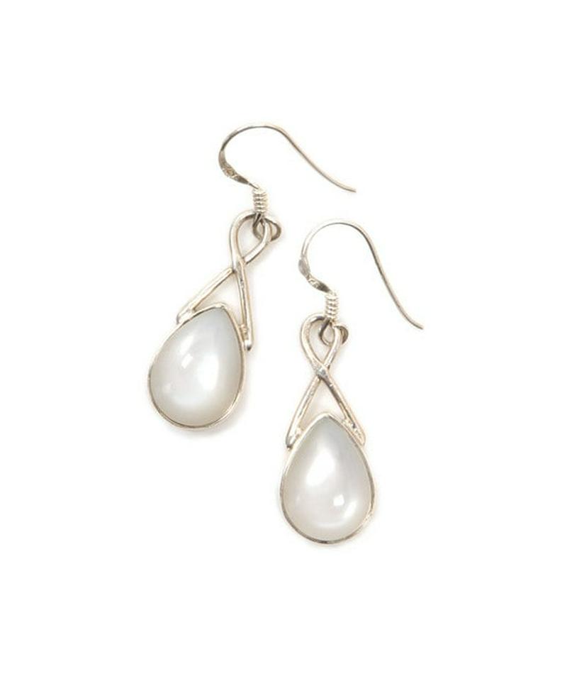 【フランス買付】ホワイトラブラドライト ドロップピアス